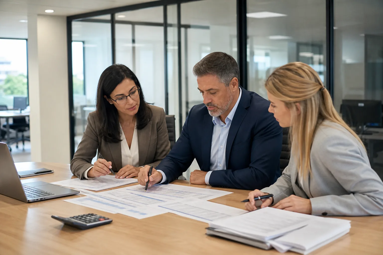 Accountants collaborating in a bright firm office