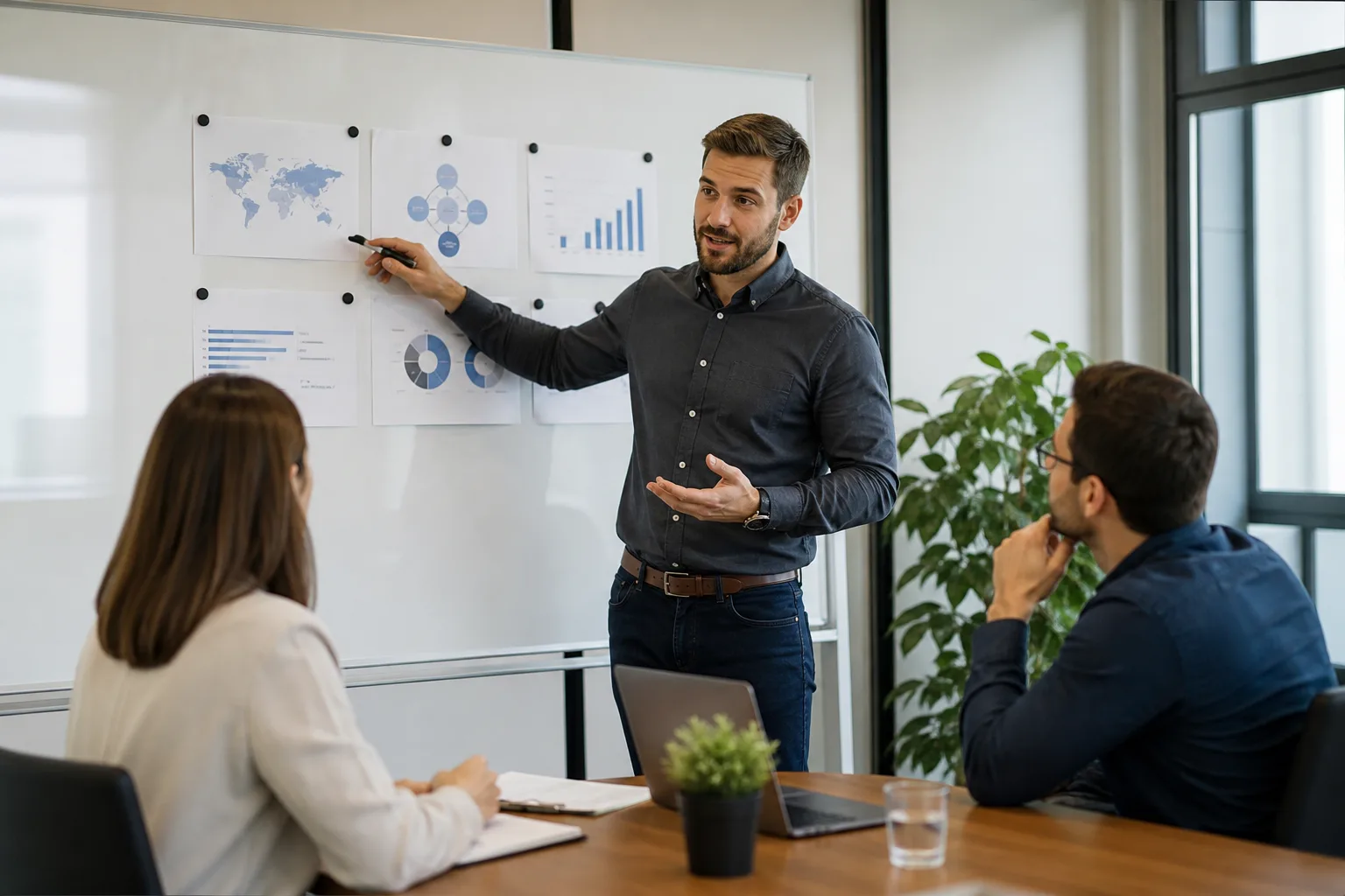Business consultant presenting strategy to clients
